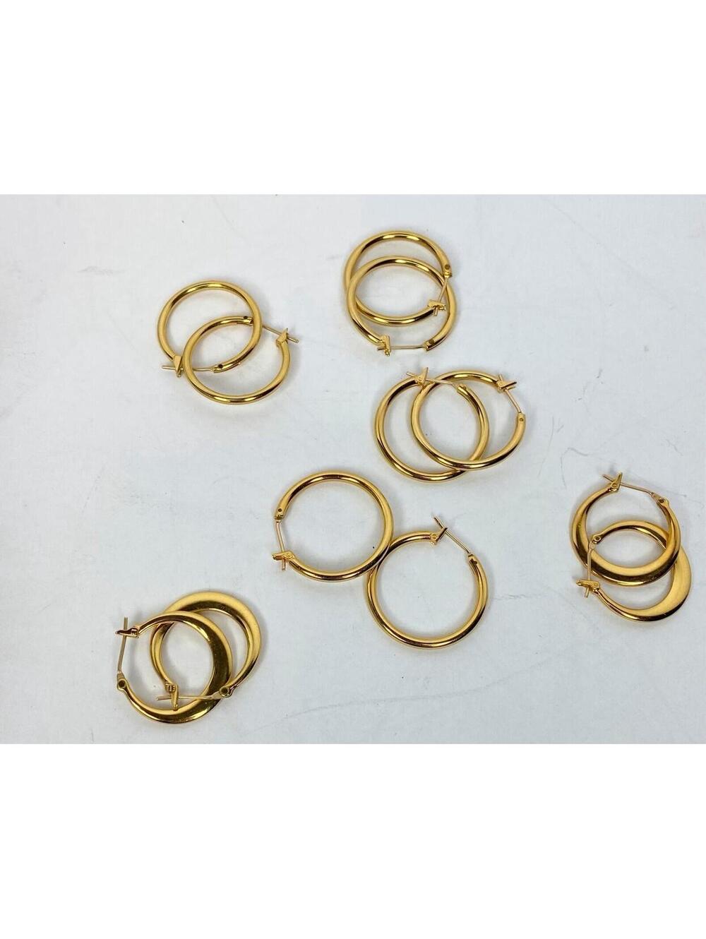 Vintage Gold Tone Monet Hoop Earrings 6 Pairs